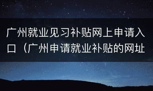 广州就业见习补贴网上申请入口（广州申请就业补贴的网址）