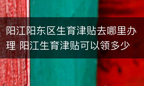 阳江阳东区生育津贴去哪里办理 阳江生育津贴可以领多少