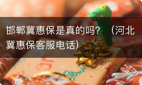 邯郸冀惠保是真的吗？（河北冀惠保客服电话）