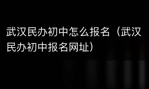 武汉民办初中怎么报名（武汉民办初中报名网址）