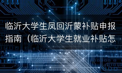 临沂大学生凤回沂蒙补贴申报指南（临沂大学生就业补贴怎么申请）
