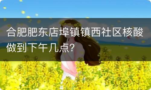 合肥肥东店埠镇镇西社区核酸做到下午几点？