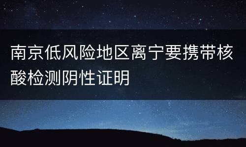 南京低风险地区离宁要携带核酸检测阴性证明
