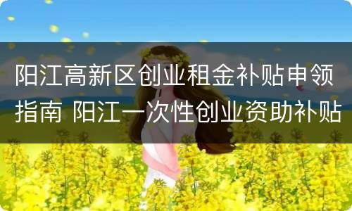 阳江高新区创业租金补贴申领指南 阳江一次性创业资助补贴申请