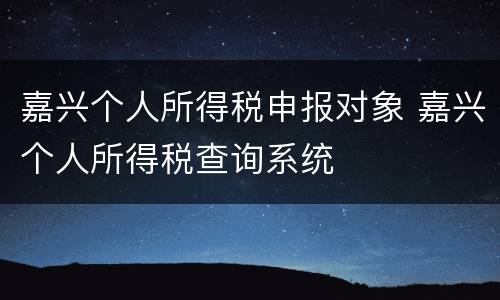 嘉兴个人所得税申报对象 嘉兴个人所得税查询系统
