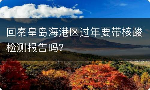 回秦皇岛海港区过年要带核酸检测报告吗？