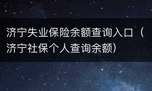 济宁失业保险余额查询入口（济宁社保个人查询余额）