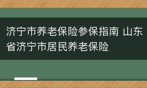济宁市养老保险参保指南 山东省济宁市居民养老保险