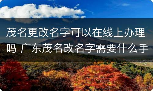 茂名更改名字可以在线上办理吗 广东茂名改名字需要什么手续