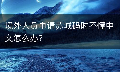境外人员申请苏城码时不懂中文怎么办？