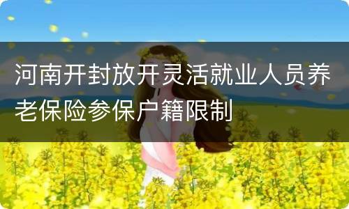 河南开封放开灵活就业人员养老保险参保户籍限制