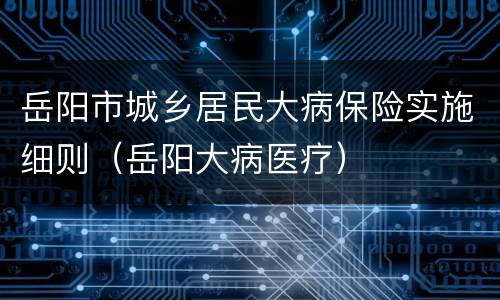 岳阳市城乡居民大病保险实施细则（岳阳大病医疗）