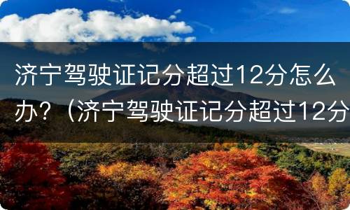 济宁驾驶证记分超过12分怎么办?（济宁驾驶证记分超过12分怎么办啊）