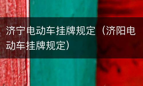 济宁电动车挂牌规定（济阳电动车挂牌规定）