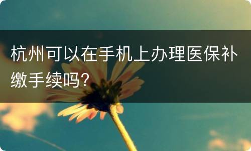 杭州可以在手机上办理医保补缴手续吗?