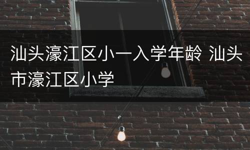 汕头濠江区小一入学年龄 汕头市濠江区小学