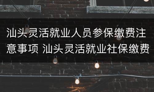 汕头灵活就业人员参保缴费注意事项 汕头灵活就业社保缴费