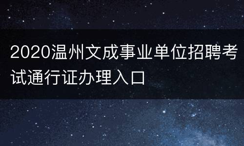 2020温州文成事业单位招聘考试通行证办理入口