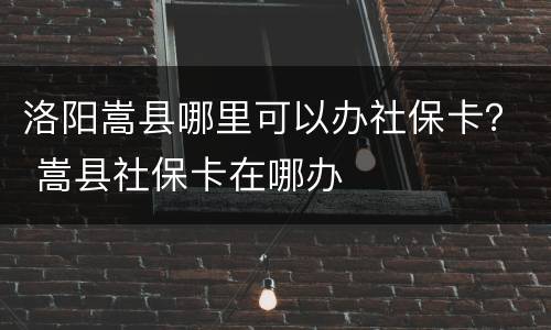 洛阳嵩县哪里可以办社保卡？ 嵩县社保卡在哪办