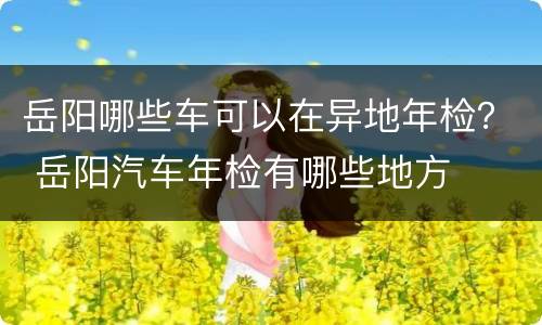 岳阳哪些车可以在异地年检？ 岳阳汽车年检有哪些地方