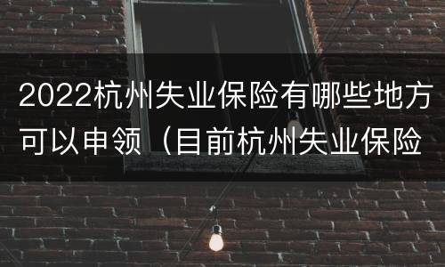 2022杭州失业保险有哪些地方可以申领（目前杭州失业保险的申领途径）