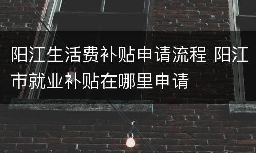 阳江生活费补贴申请流程 阳江市就业补贴在哪里申请