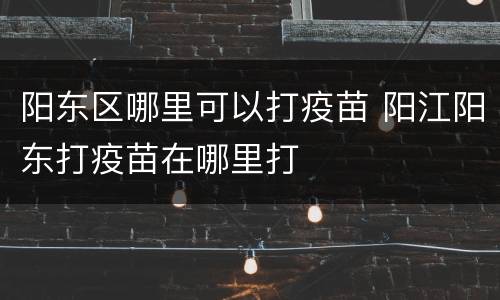阳东区哪里可以打疫苗 阳江阳东打疫苗在哪里打
