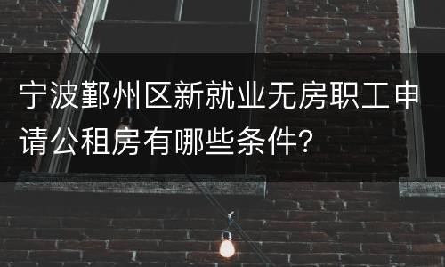 宁波鄞州区新就业无房职工申请公租房有哪些条件？