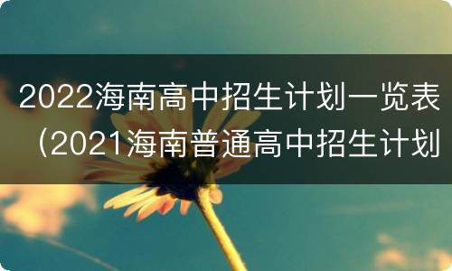 2022海南高中招生计划一览表（2021海南普通高中招生计划表）