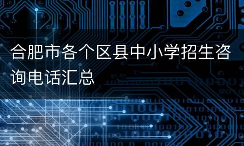 合肥市各个区县中小学招生咨询电话汇总