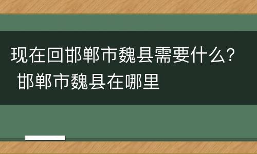 现在回邯郸市魏县需要什么？ 邯郸市魏县在哪里