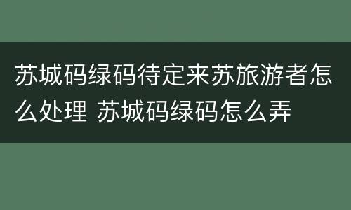 苏城码绿码待定来苏旅游者怎么处理 苏城码绿码怎么弄
