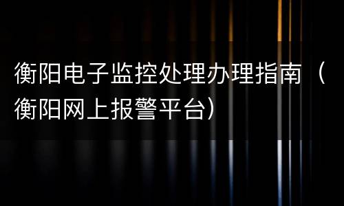 衡阳电子监控处理办理指南（衡阳网上报警平台）