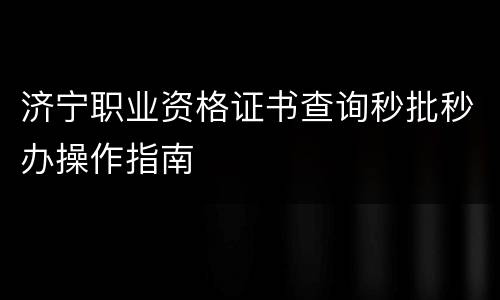 济宁职业资格证书查询秒批秒办操作指南