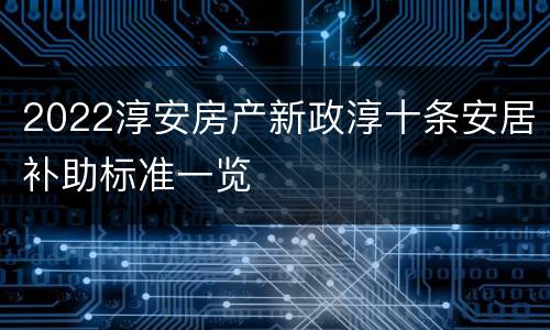 2022淳安房产新政淳十条安居补助标准一览