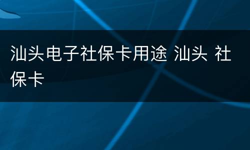 汕头电子社保卡用途 汕头 社保卡