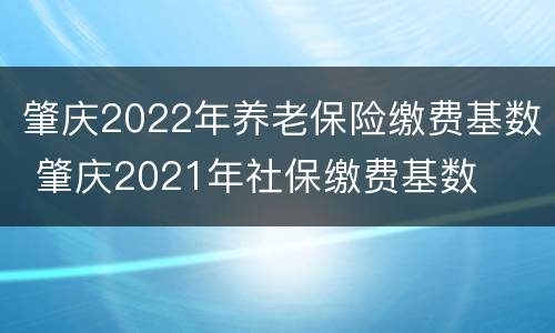 肇庆2022年养老保险缴费基数 肇庆2021年社保缴费基数