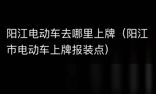 阳江电动车去哪里上牌（阳江市电动车上牌报装点）
