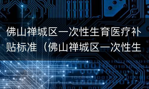 佛山禅城区一次性生育医疗补贴标准（佛山禅城区一次性生育医疗补贴标准是多少）