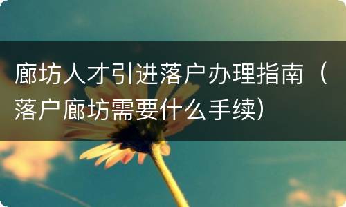 廊坊人才引进落户办理指南（落户廊坊需要什么手续）