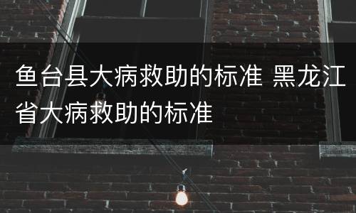 鱼台县大病救助的标准 黑龙江省大病救助的标准