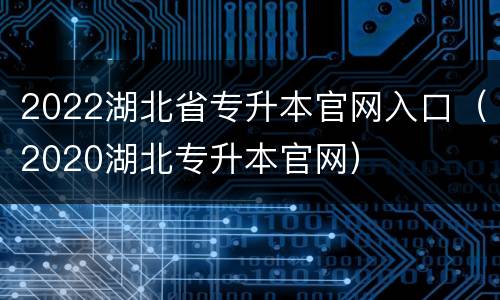 2022湖北省专升本官网入口（2020湖北专升本官网）