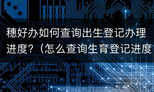 穗好办如何查询出生登记办理进度?（怎么查询生育登记进度）