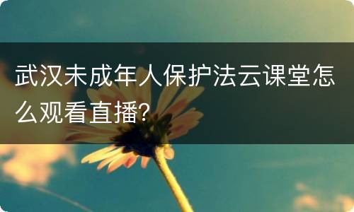 武汉未成年人保护法云课堂怎么观看直播？