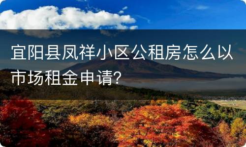 宜阳县凤祥小区公租房怎么以市场租金申请？