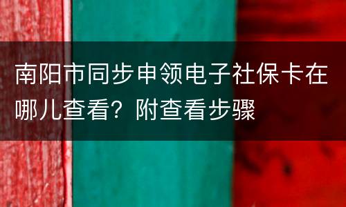 南阳市同步申领电子社保卡在哪儿查看？附查看步骤