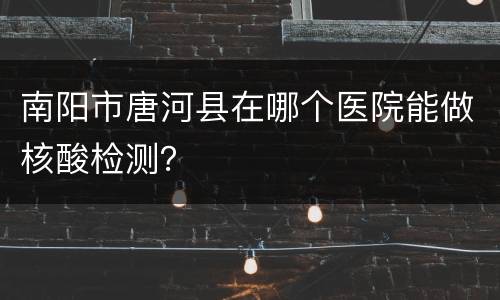 南阳市唐河县在哪个医院能做核酸检测？