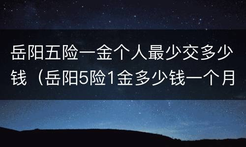 岳阳五险一金个人最少交多少钱（岳阳5险1金多少钱一个月）