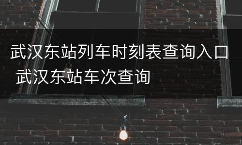 武汉东站列车时刻表查询入口 武汉东站车次查询
