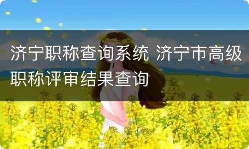 济宁职称查询系统 济宁市高级职称评审结果查询